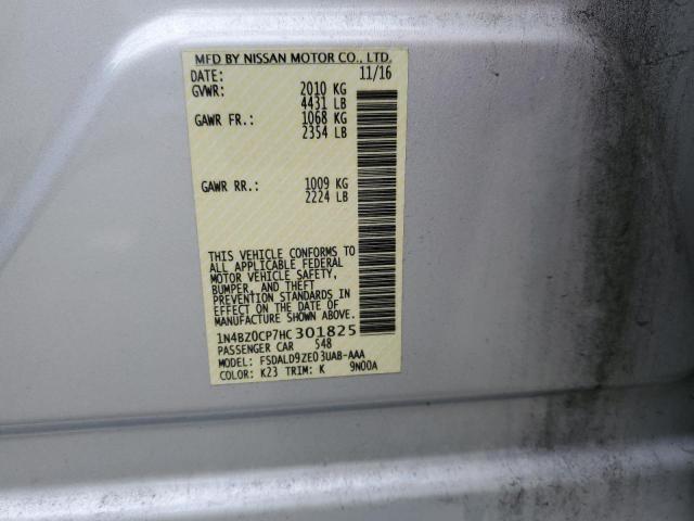 1N4BZ0CP7HC301825 - 2017 NISSAN LEAF S SILVER photo 12