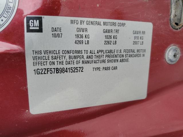 1G2ZF57B984152572 - 2008 PONTIAC G6 VALUE LEADER RED photo 10