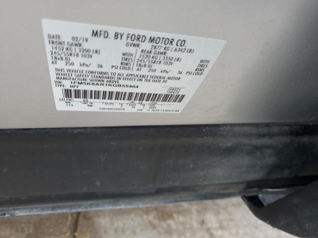 1FM5K8AR1KGB55464 - 2019 FORD EXPLORER POLICE INTERCEPTOR Silber Foto 13