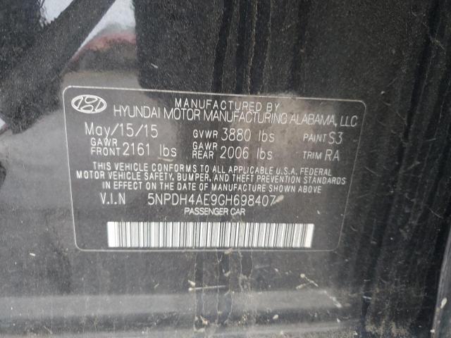 5NPDH4AE9GH698407 - 2016 HYUNDAI ELANTRA SE BLACK photo 12