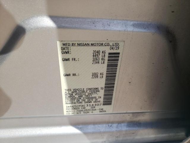 1N4AZ1CP5KC314307 - 2019 NISSAN LEAF S SILVER photo 12