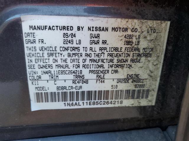 1N4AL11E85C264218 - 2005 NISSAN ALTIMA S BLACK photo 12