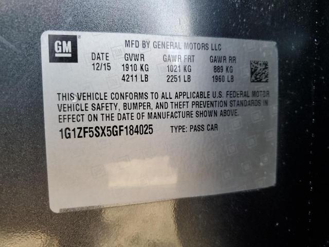 1G1ZF5SX5GF184025 - 2016 CHEVROLET MALIBU LT GRAY photo 13