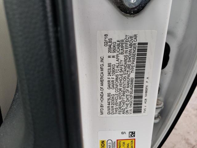 1HGCV2F50JA026883 - 2018 HONDA ACCORD EXL WHITE photo 12