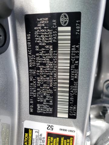 4T1G11AK7PU745621 - 2023 TOYOTA CAMRY SE NIGHT SHADE SILVER photo 12