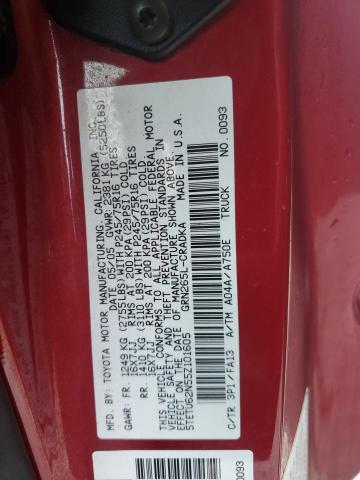 5TETU62N55Z101605 - 2005 TOYOTA TACOMA PRERUNNER ACCESS CAB RED photo 12