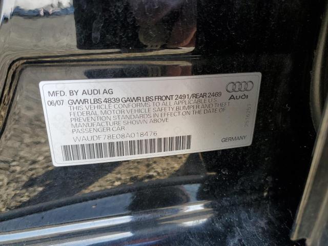 WAUDF78E08A018476 - 2008 AUDI A4 2.0T QUATTRO BLACK photo 12