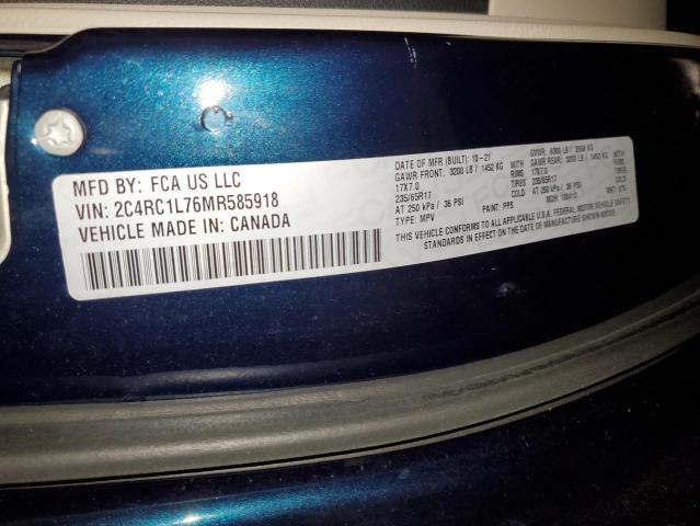 2C4RC1L76MR585918 - 2021 CHRYSLER PACIFICA HYBRID TOURING L BLUE photo 13