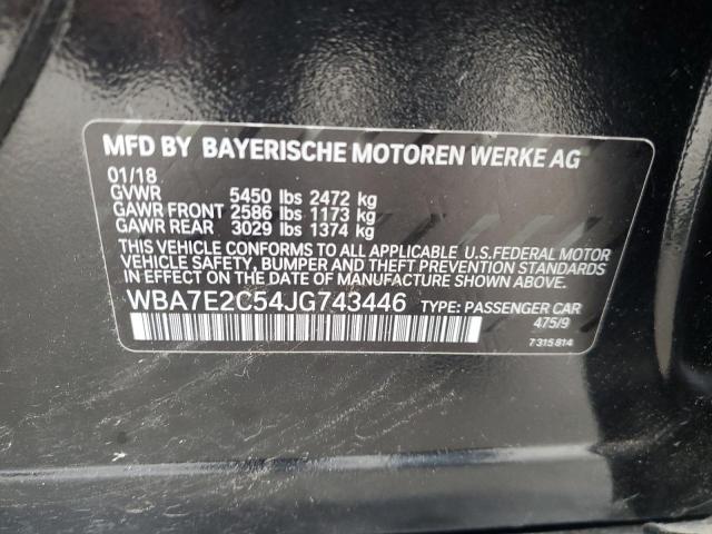 WBA7E2C54JG743446 - 2018 BMW 740 I BLACK photo 12