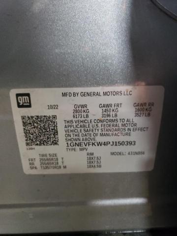 1GNEVFKW4PJ150393 - 2023 CHEVROLET TRAVERSE LS GRAY photo 12