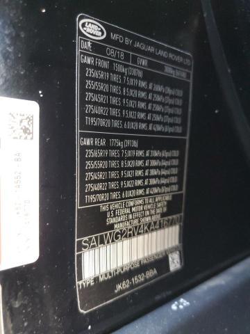 SALWG2RV4KA416770 - 2019 LAND ROVER RANGE ROVE SE BLACK photo 12