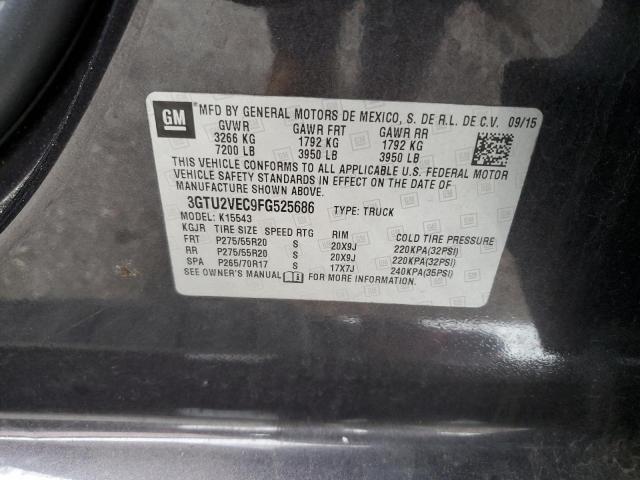 3GTU2VEC9FG525686 - 2015 GMC SIERRA K1500 SLT CHARCOAL photo 12