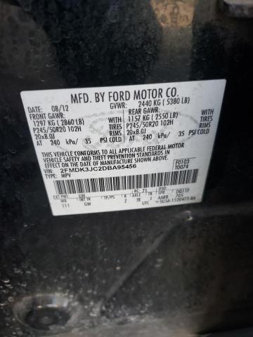 2FMDK3JC2DBA95456 - 2013 FORD EDGE SEL BLACK photo 12