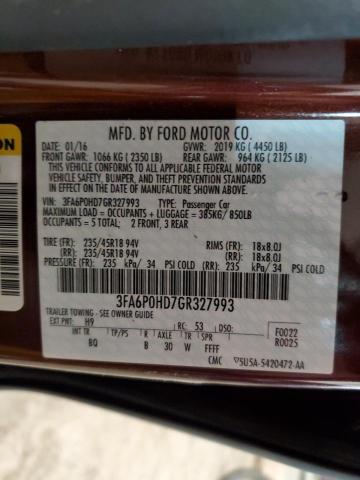 3FA6P0HD7GR327993 - 2016 FORD FUSION SE ORANGE photo 12