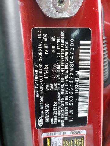 5XXG64J2XMG047500 - 2021 KIA K5 GT LINE RED photo 13