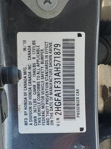 2HGFA1F31AH571879 - 2010 HONDA CIVIC VP GRAY photo 12