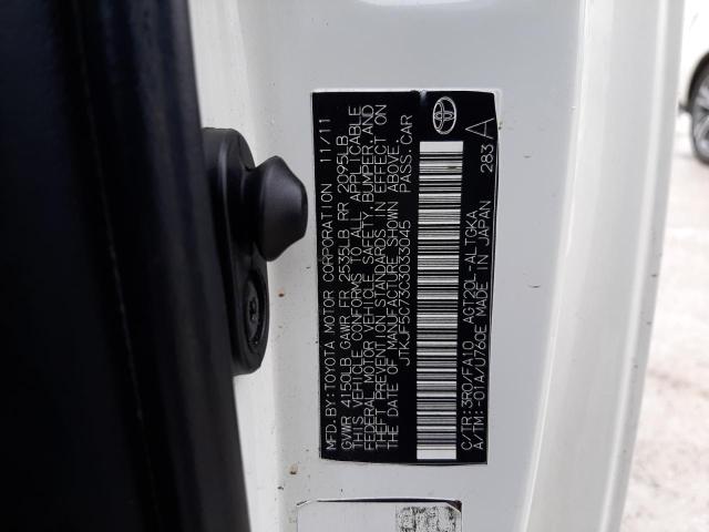 JTKJF5C73C3033045 - 2012 TOYOTA SCION TC WHITE photo 12