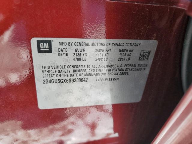 2G4GU5GX6G9208642 - 2016 BUICK REGAL GS RED photo 13