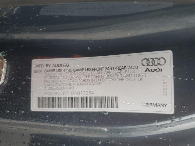 WAURV78T18A010264 - 2008 AUDI S5 QUATTRO GRAY photo 12