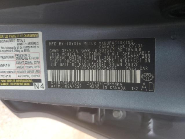2T1KR32E85C354967 - 2005 TOYOTA COROLLA MA XR BLUE photo 12