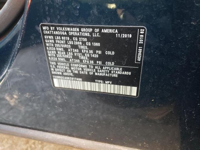 1V2RR2CA5KC617486 - 2019 VOLKSWAGEN ATLAS SEL BLACK photo 12