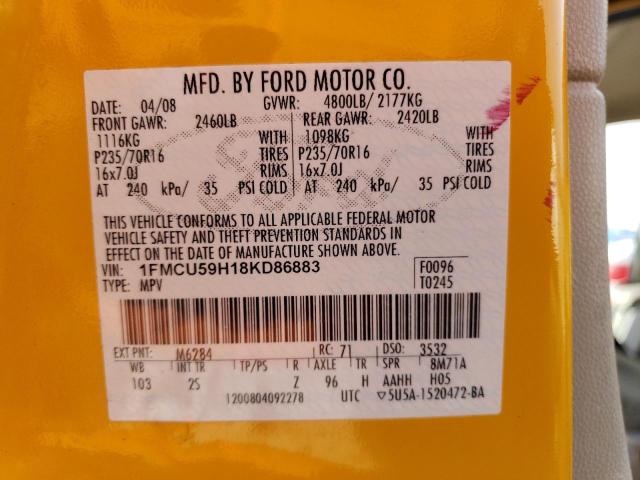 1FMCU59H18KD86883 - 2008 FORD ESCAPE HEV YELLOW photo 13