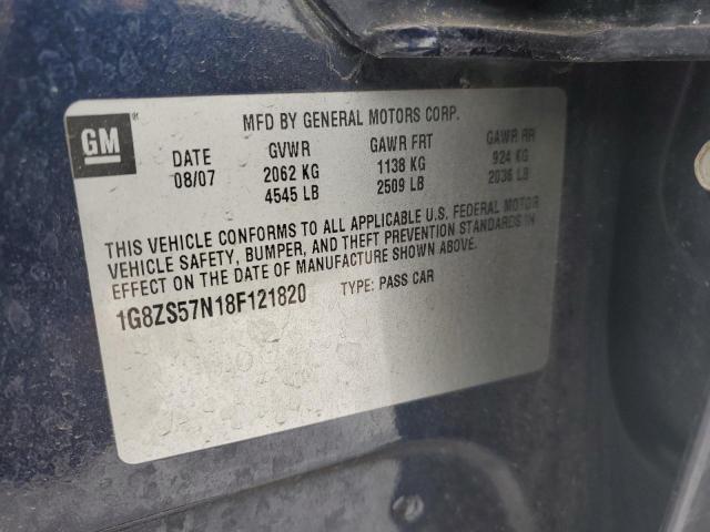 1G8ZS57N18F121820 - 2008 SATURN AURA XE BLUE photo 12