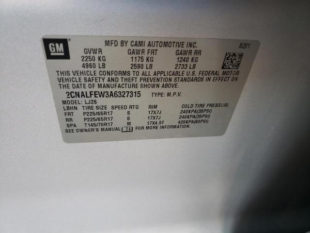 2CNALFEW3A6327315 - 2010 CHEVROLET EQUINOX LTZ GRAY photo 12