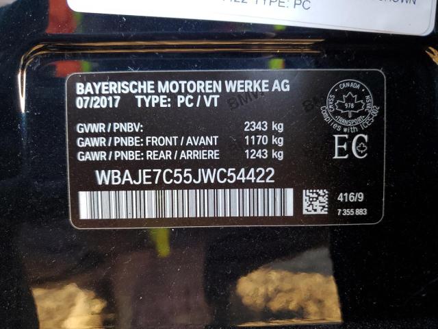 WBAJE7C55JWC54422 - 2018 BMW 540 XI BLACK photo 12