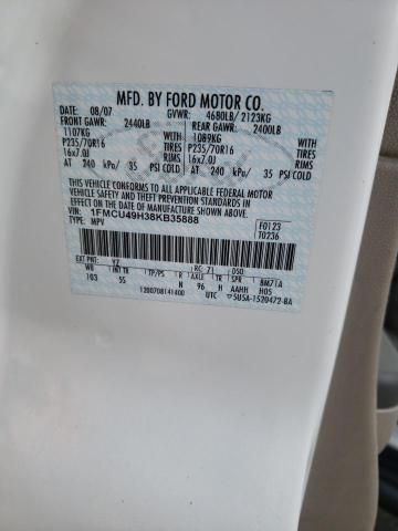 1FMCU49H38KB35888 - 2008 FORD ESCAPE HEV WHITE photo 13