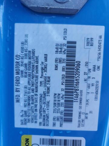1FA6P8TH6H5209060 - 2017 FORD MUSTANG BLUE photo 12