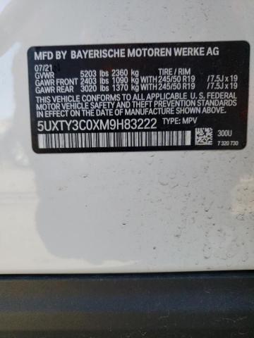 5UXTY3C0XM9H83222 - 2021 BMW X3 SDRIVE30I WHITE photo 14