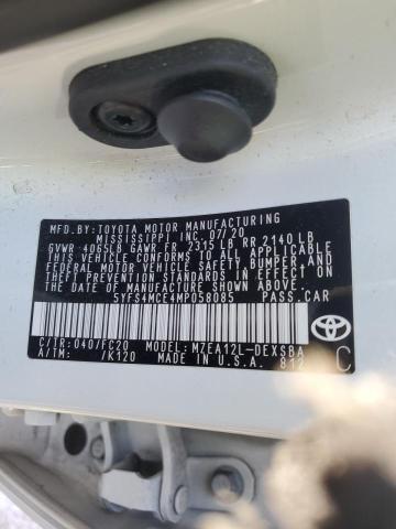 5YFS4MCE4MP058085 - 2021 TOYOTA COROLLA SE WHITE photo 12