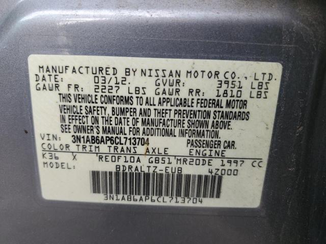 3N1AB6AP6CL713704 - 2012 NISSAN SENTRA 2.0 SILVER photo 12