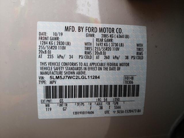 5LM5J7WC2LGL11284 - 2020 LINCOLN AVIATOR RESERVE WHITE photo 13