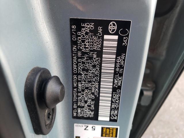 JTDKARFU2J3549753 - 2018 TOYOTA PRIUS BLUE photo 12