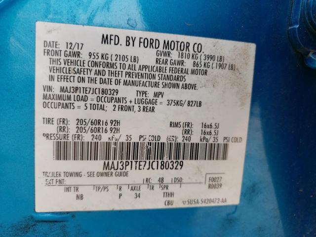 MAJ3P1TE7JC180329 - 2018 FORD ECOSPORT SE BLUE photo 14