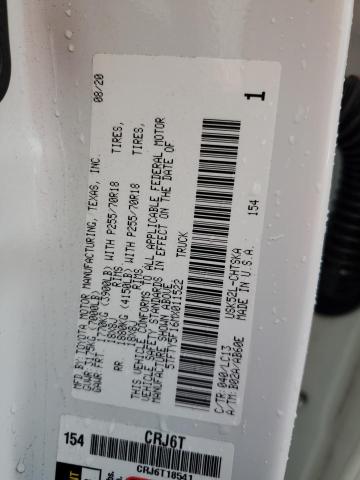 5TFTY5F16MX011522 - 2021 TOYOTA TUNDRA DOUBLE CAB SR/SR5 WHITE photo 12