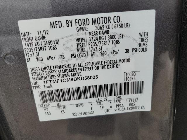 1FTMF1CM8DKD58025 - 2013 FORD F150 GRAY photo 12