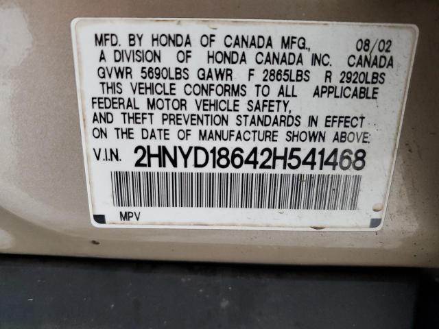 2HNYD18642H541468 - 2002 ACURA MDX TOURING BEIGE photo 13