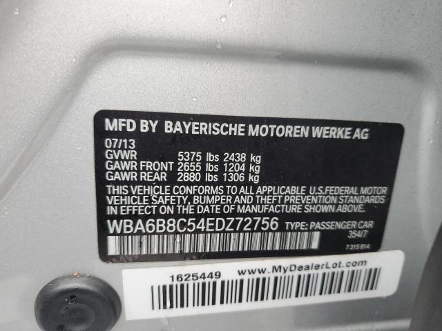 WBA6B8C54EDZ72756 - 2014 BMW 640 XI GRAN COUPE SILVER photo 12