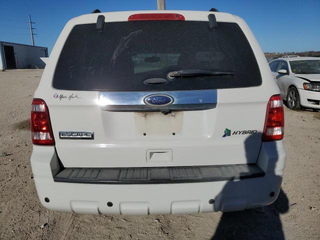 1FMCU4K30BKC62765 - 2011 FORD ESCAPE HYBRID WHITE photo 6