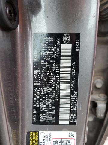 4T1BE32K75U948479 - 2005 TOYOTA CAMRY LE GRAY photo 12