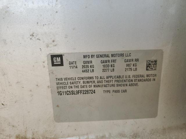 1G11C5SL9FF228724 - 2015 CHEVROLET MALIBU 1LT ვერცხლისფერი ფოტო 12