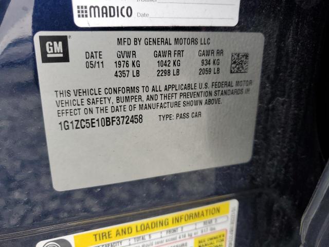 1G1ZC5E10BF372458 - 2011 CHEVROLET MALIBU 1LT Көк фото 12