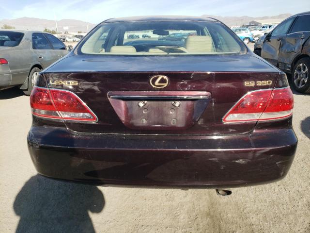 JTHBA30G355121778 - 2005 LEXUS ES 330 MAROON photo 6