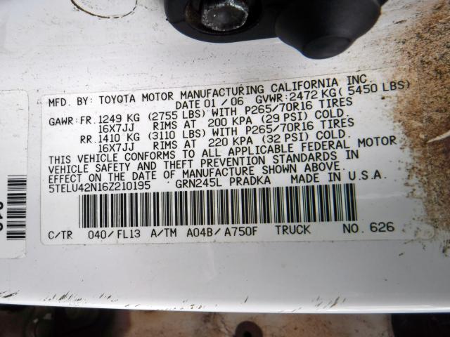 5TELU42N16Z210195 - 2006 TOYOTA TACOMA DOUBLE CAB  照片 10