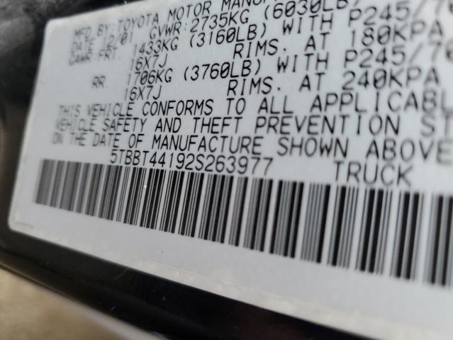5TBBT44192S263977 - 2002 TOYOTA TUNDRA ACCESS CAB შავი ფოტო 13