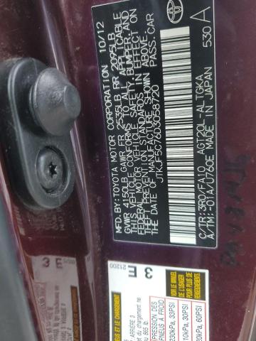 JTKJF5C76D3058720 - 2013 TOYOTA SCION TC 勃艮第红 照片 12