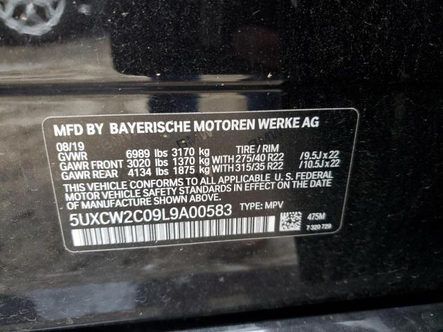 5UXCW2C09L9A00583 - 2020 BMW X7 XDRIVE40I BLACK photo 12